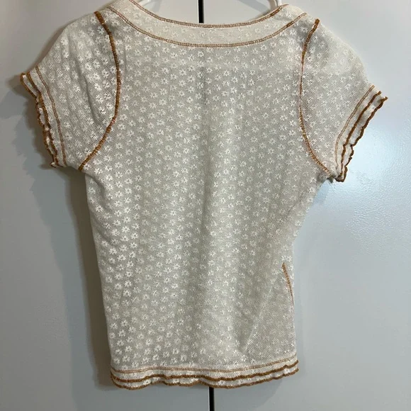 Madewell White and Brown Short Sleeve Top - Picture 2 of 2